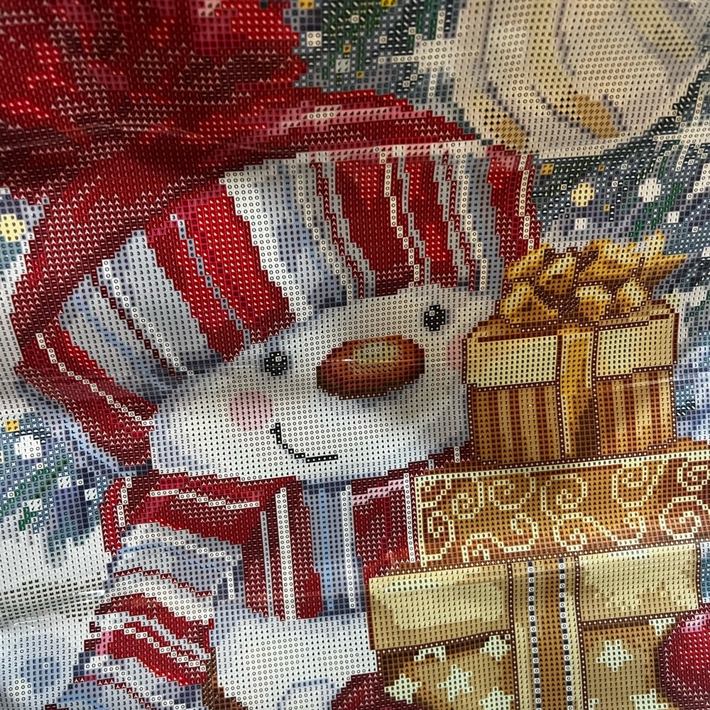 Festive Snowman diamond Art Tapestry with Red and Gold Accents